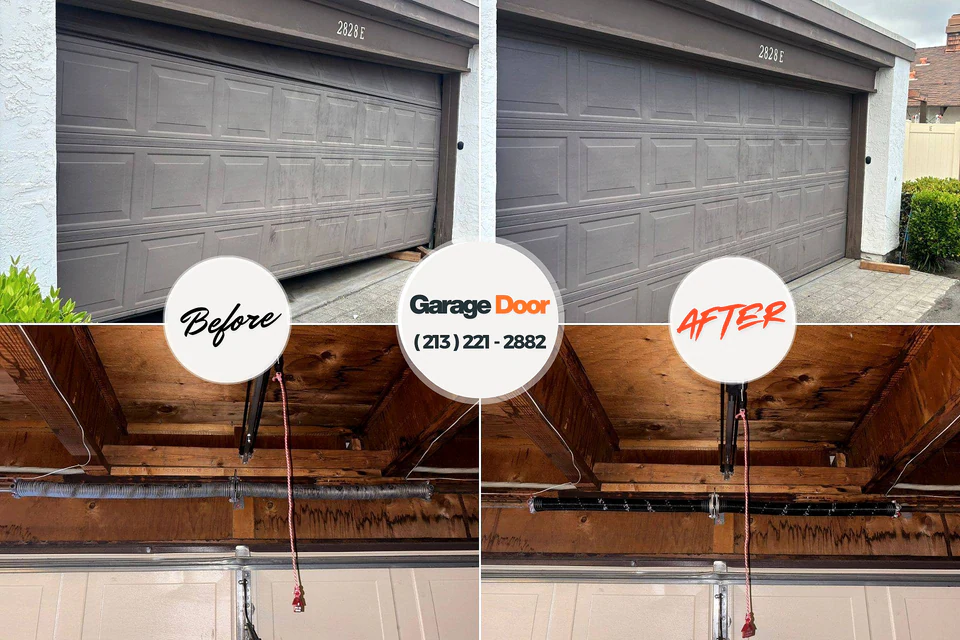Before and after: garage door repair Blair, WI
